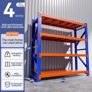 Home Blue and Orange Heavy Duty Warehouse Racking 4-Tier Shelf Ghana