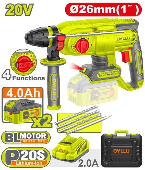 dyllu 20v 26mm(1") cordless rotary hammer dtlm1b262 DYLLU 20V 26MM(1") Cordless Rotary Hammer - DTLM1B262