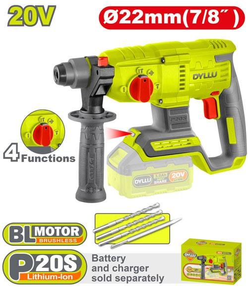 dyllu 20v cordless rotary hammer 22mm(7/8") dtlm15220 DYLLU 20V Cordless Rotary Hammer 22mm(7/8") - DTLM15220