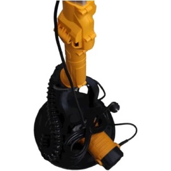 2026/06/1002278316.jpg - pricemagicgh.com Electric transfer pump with orange housing and black base, hoses and power cord attached.