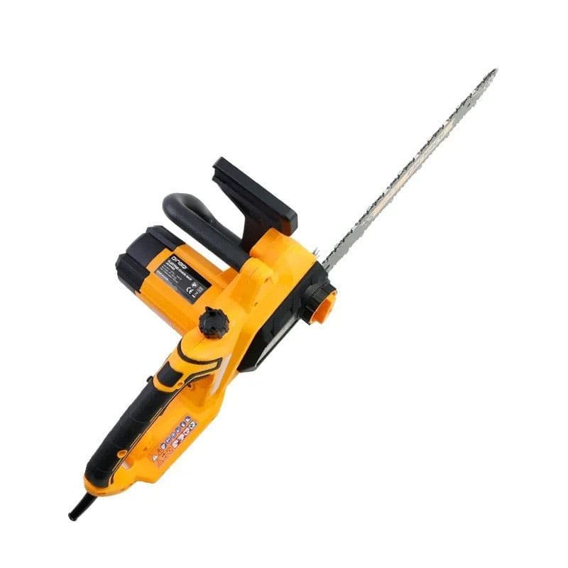 2026/06/1002282135.jpg - pricemagicgh.com Cordless electric pruning saw with an orange body, black handle, and long serrated blade.