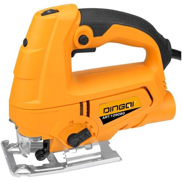 2026/06/1002339799.jpg - pricemagicgh.com Orange electric jigsaw with a black handle and metal blade, shown from a side angle.