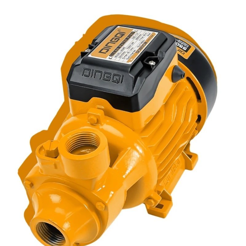 2026/06/1002882850.jpg - pricemagicgh.com Yellow industrial water pump with a compact electric motor and threaded inlet/outlet fittings, shown at an angled side view.