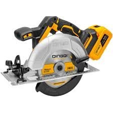 2026/06/1002883734.jpg - pricemagicgh.com Cordless circular saw with yellow and black grip and silver blade guard, battery attached at the rear by the handle