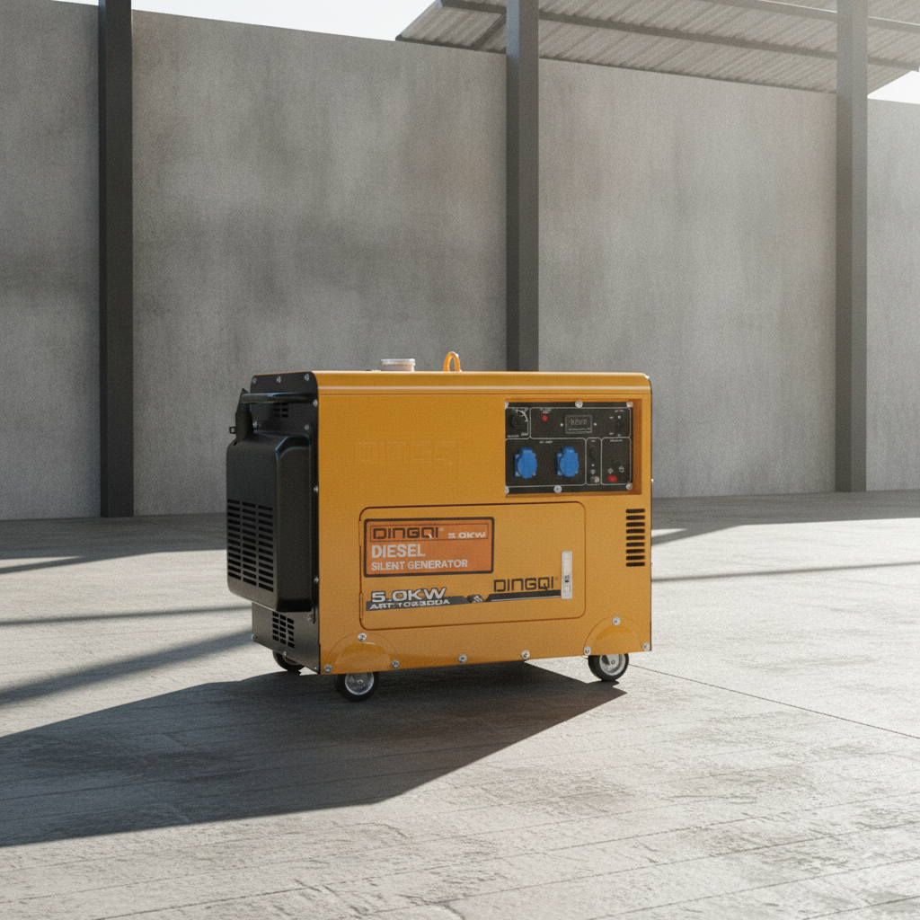 2026061002893218png pricemagicghcom Yellow portable diesel silent generator on wheels in an open industrial space concrete floor visible