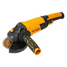 2026/06/1002894556.jpg - pricemagicgh.com Orange and black handheld angle grinder with side handle and protective guard, showing a cutting/grinding disc