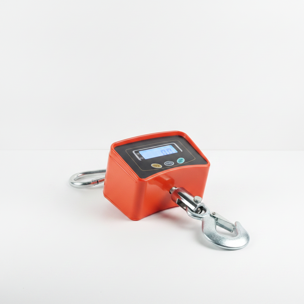 2026/06/1002915649.png - pricemagicgh.com Red digital hanging scale with a metal hook on a white surface.