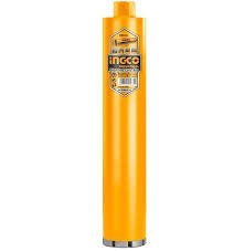 Orange tall cylinder with a label, standing upright on a white background.