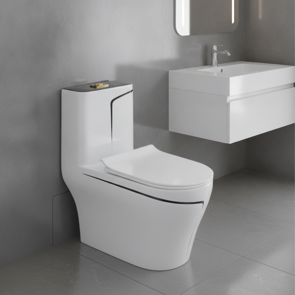2026071003003612png pricemagicghcom Modern white toilet with a wall mounted vanity sink in a sleek gray bathroom setting
