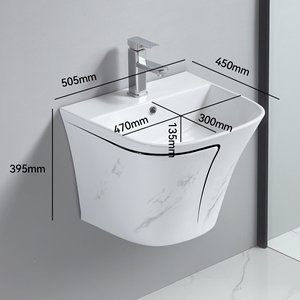 2026071003005427jpg pricemagicghcom Wall mounted white ceramic sink with chrome faucet dimensions shown width 450505mm depth 300mm height 735mm