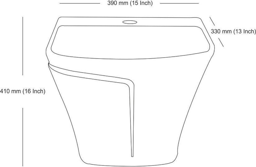 2026071003005428jpg pricemagicghcom Line drawing of a toilet with dimension labels 390 mm wide 330 mm deep and 410 mm tall