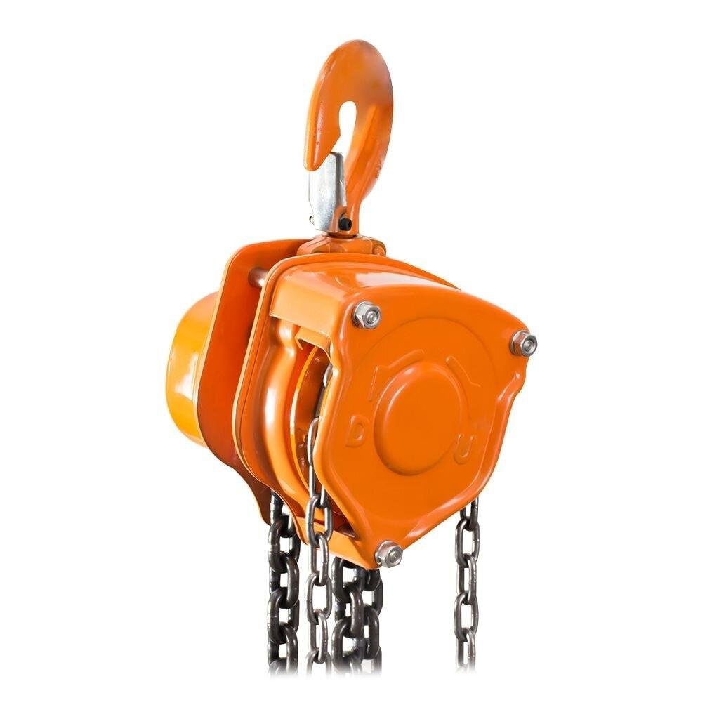 2026071003044491jpg pricemagicghcom Orange hand chain hoist with a top hook and steel chains for lifting heavy loads shown against a white background