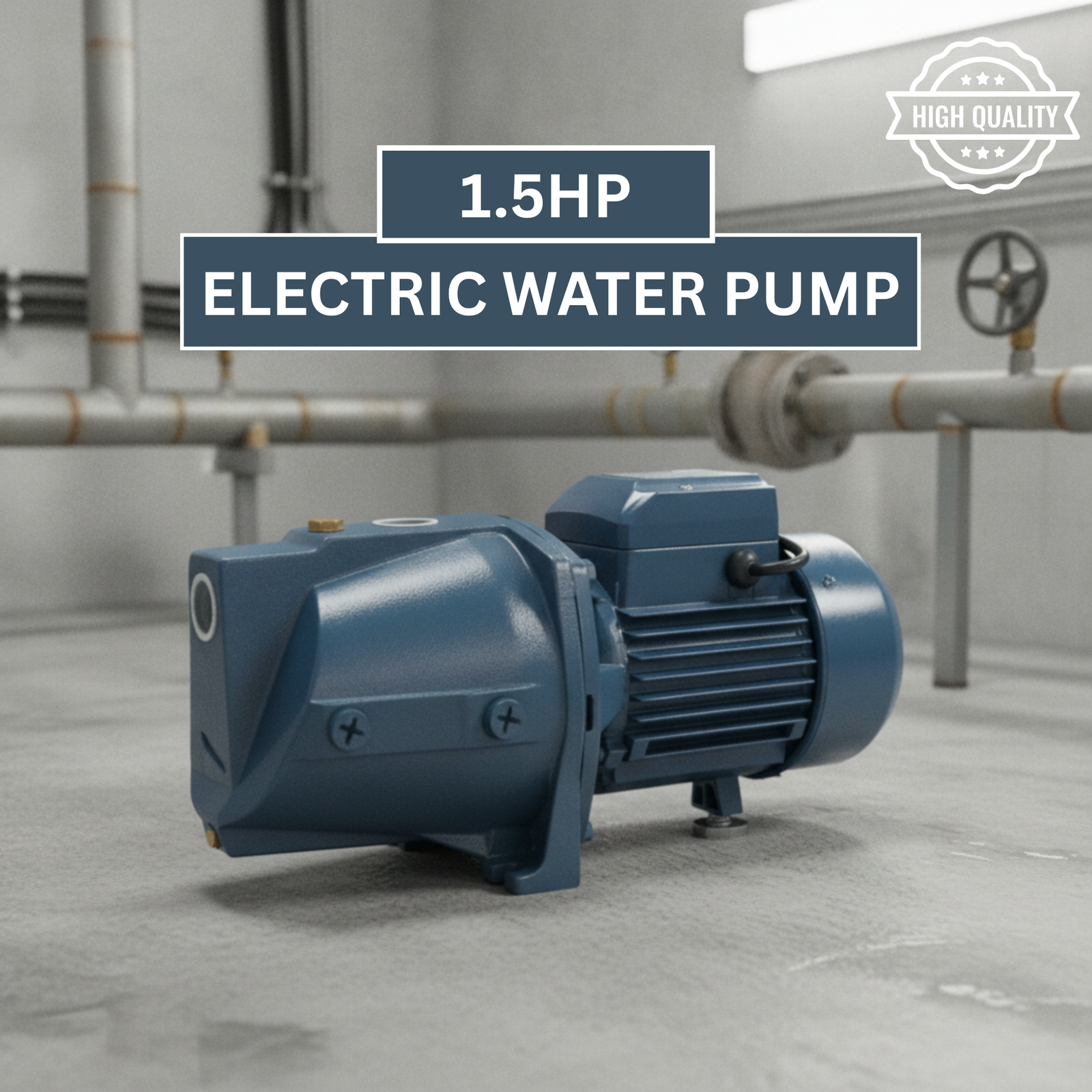 2026071003053282png pricemagicghcom Electric water pump labeled 15HP in an industrial setting with a High Quality badge overlay