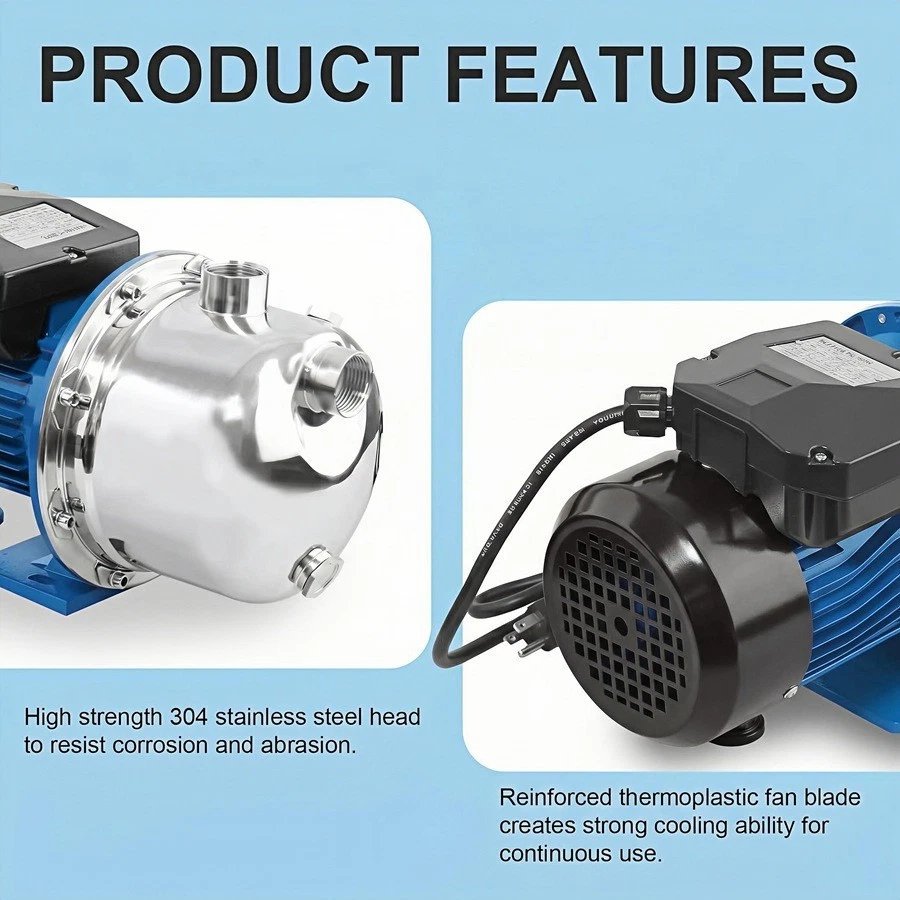 2026071003053527jpg pricemagicghcom Product features left image shows a stainless steel pump head right image shows the motor with a cooling fan blade